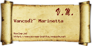 Vancsó Marinetta névjegykártya
